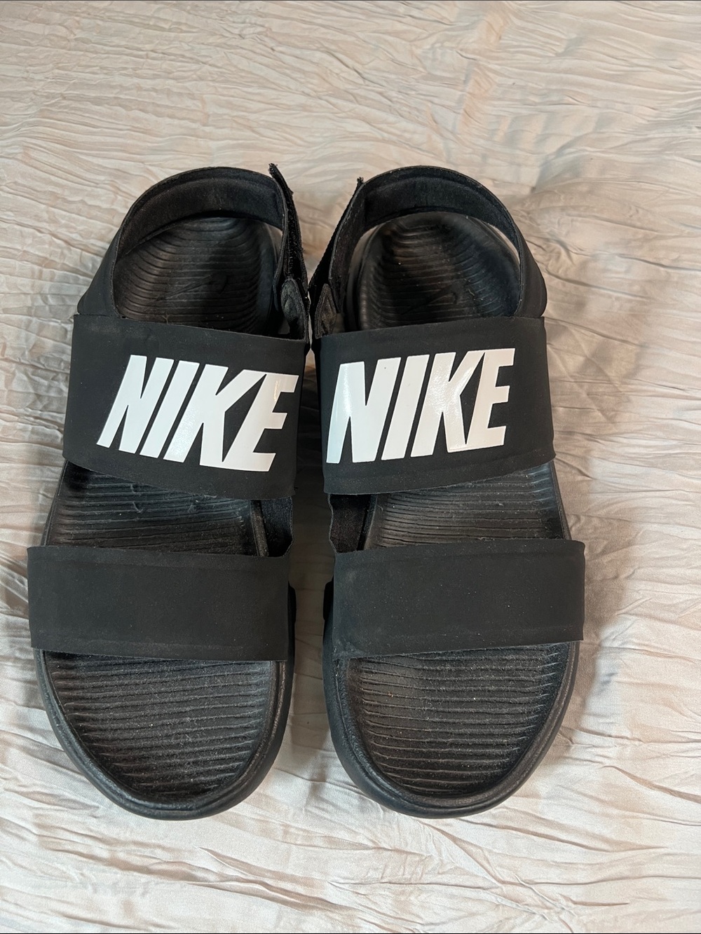 Nike Black Sandal Slides with White Logo Size 8